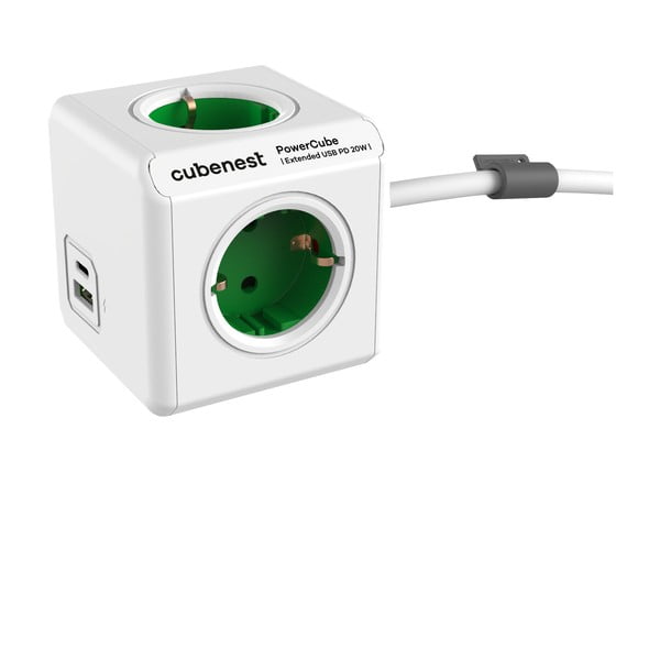 Извод за контакт 13 cm PowerCube Extended USB Schuko – Cubenest