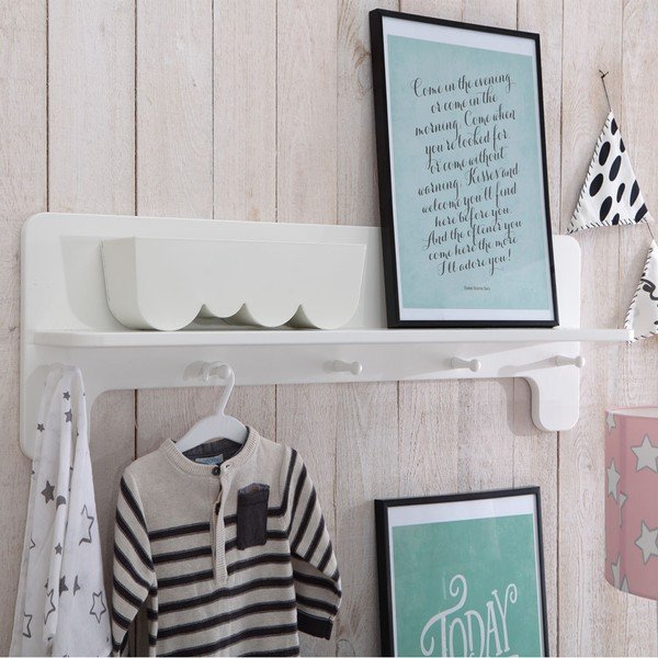 Бял стенен детски шкаф за дрехи с рафт Moon - Pinio-image-2