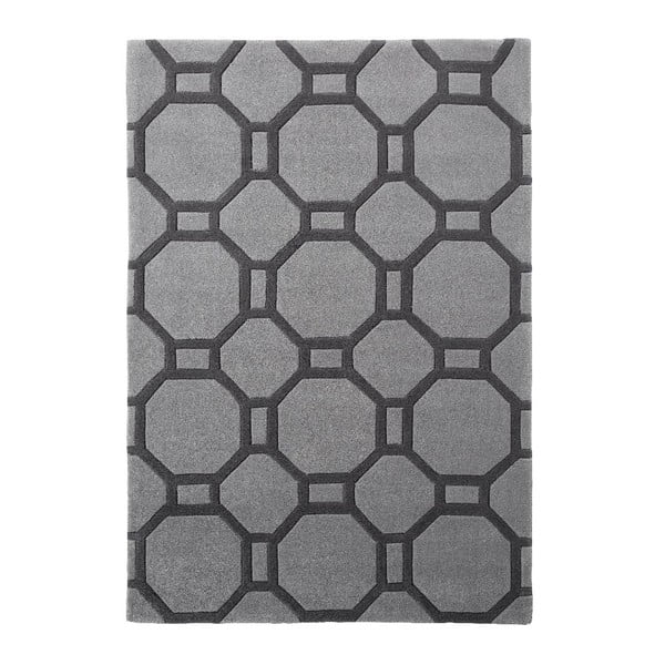 Сив ръчно тъфтинг килим Hong Kong Tile Grey, 120 x 170 cm - Think Rugs