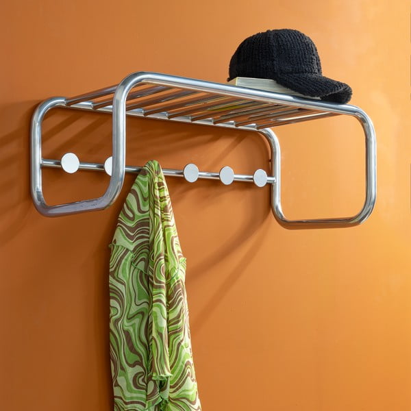 Метална стенна закачалка в сребрист цвят с рафт 72 cm Retro – Spinder Design-image-4