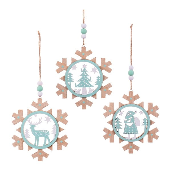 Висяща коледна украса в комплект от 3 броя Snowflake - Casa Selección