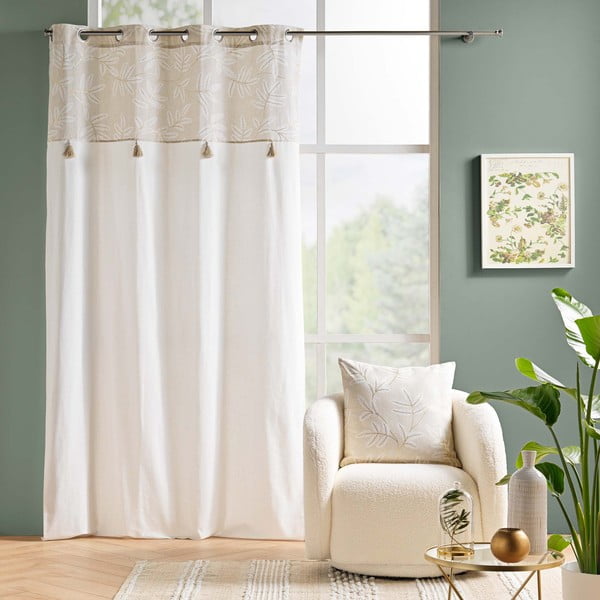 Бяло/бежово перде със смес от памук 140x240 cm Altea – douceur d'intérieur-image-1