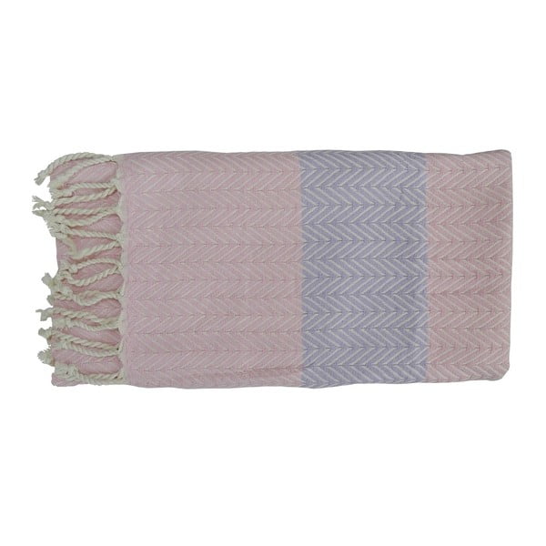 Růžovo-šedá ručně tkaná osuška z prémiové bavlny Homemania Damla Hammam, 100 x 180 cm