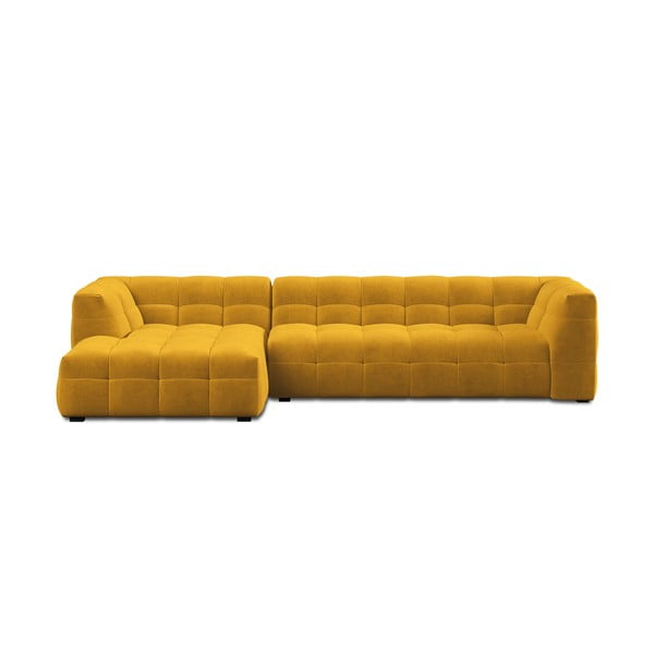 Ъглов диван от жълто кадифе , ляв ъгъл Vesta - Windsor & Co Sofas
