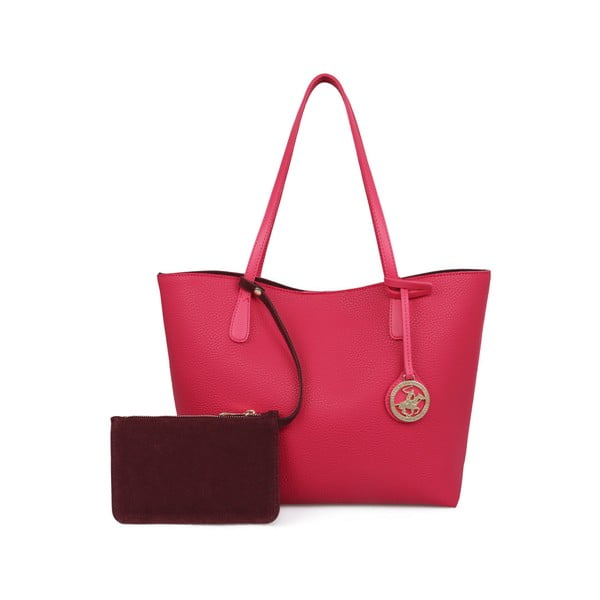 Розова чанта в цвят фуксия с тъмночервен интериор Beverly Hills Polo Club Celeste - BHPC