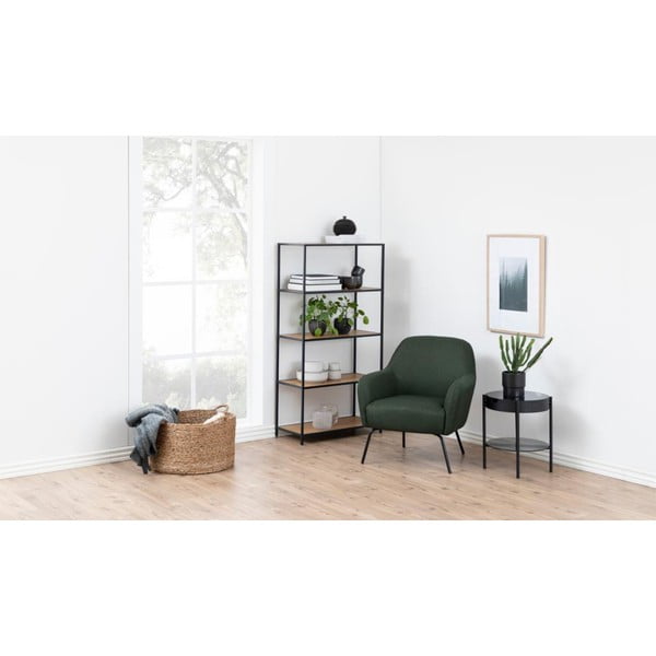 Черна/естествена библиотека от декор от дъб  77x150 cm Seaford – Actona-image-4