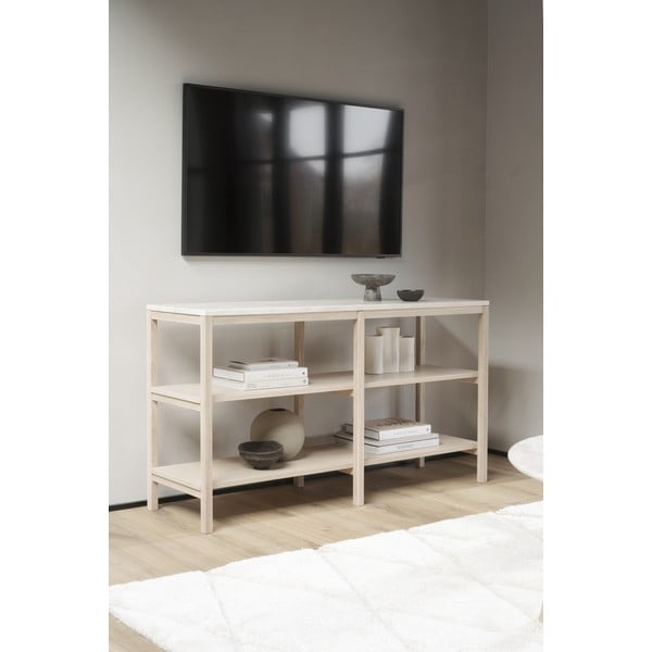 Конзолна маса в кафяво и бежово с каменен плот 140x40 cm Orwel - Rowico-image-2