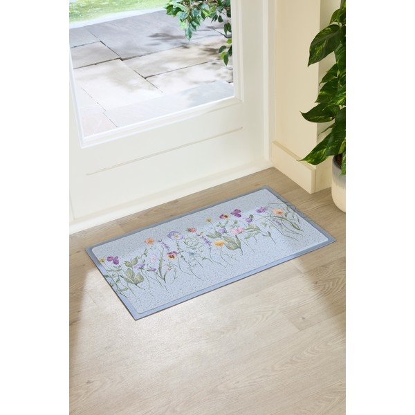 Изтривалка от PVC 40x70 cm Blue Wild Flowers – Artsy Doormats-image-1