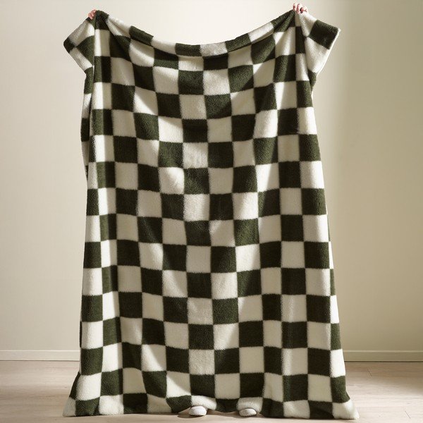 Бяло/зелено одеяло 130x170 cm Cosy Soft Checkerboard – Catherine Lansfield-image-1