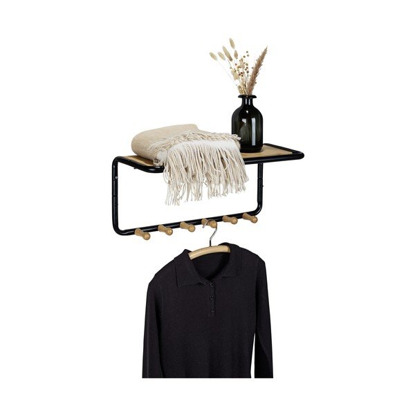 Черна/естествена метална стенна закачалка с рафт Loft - Wenko-image-3