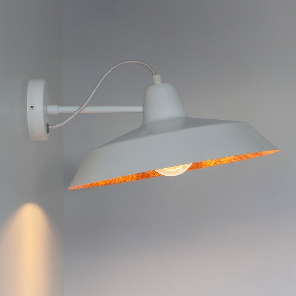 Бяла лампа за стена с детайли в меден цвят Basic, ⌀ 40 cm Cinco - Sotto Luce-image-1