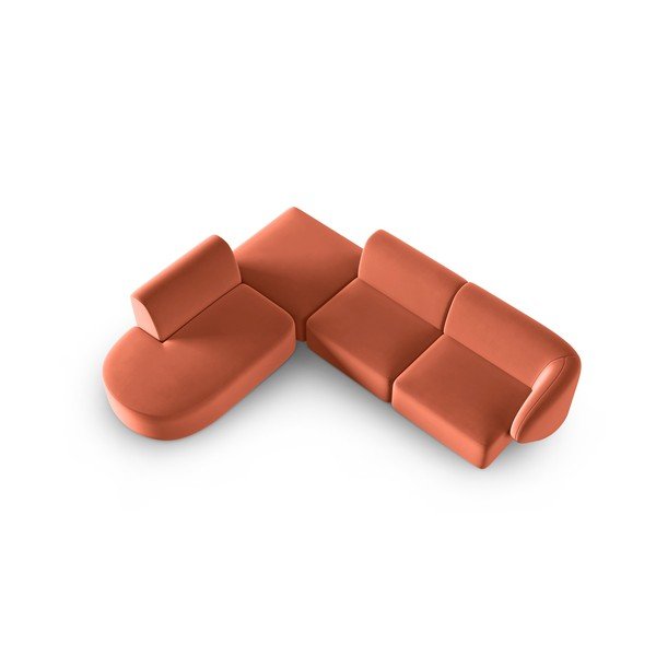 Розов кадифен ъглов диван (ляв ъгъл/L форма) Paolo – Milo Casa-image-1