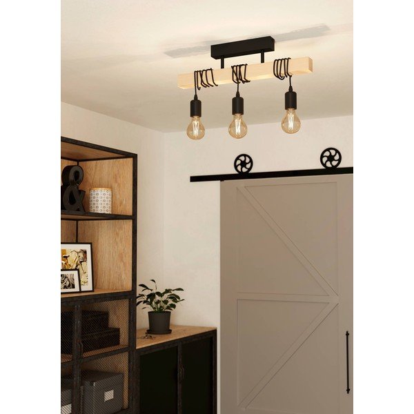 Висящо осветително тяло в черен и естествен цвят TOWNSHEND – EGLO-image-1