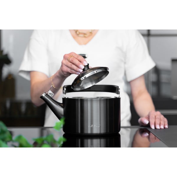 Черен чайник с бутало , 1,5 л Diamante - Vialli Design-image-1