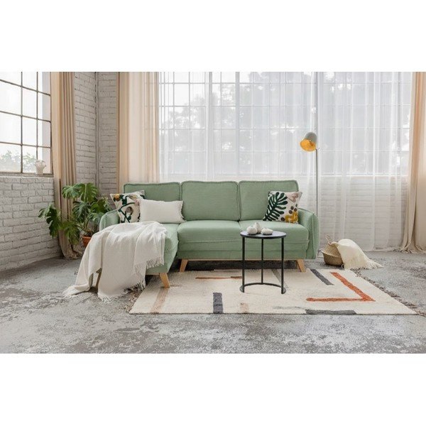 Светлозелен разтегателен ъглов диван от рипсено кадифе (променлив) Tori – Bonami Selection-image-1