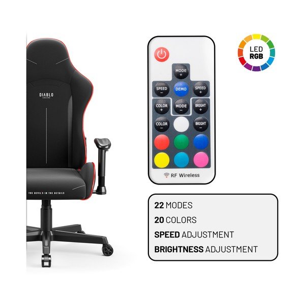 Черен гейминг стол X-Starter LED – Diablo Chairs-image-2