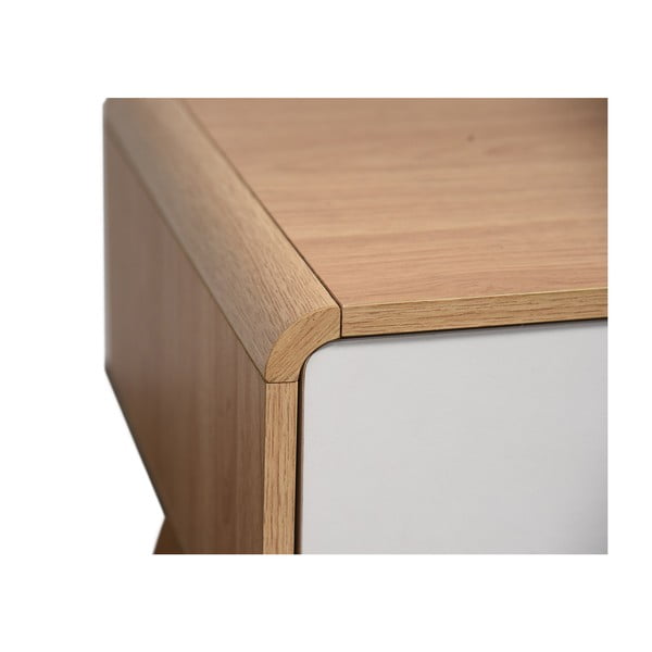 Бяла/естествена маса за телевизор от декор от дъб  100x40 cm Caitlin – Støraa-image-4