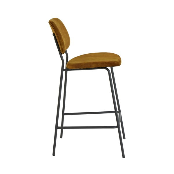 Бар стол от кадифе в цвят горчица 92 cm Emma - Light & Living-image-2