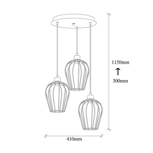 Черна висяща лампа за 3 крушки Tel - Opviq lights-image-3