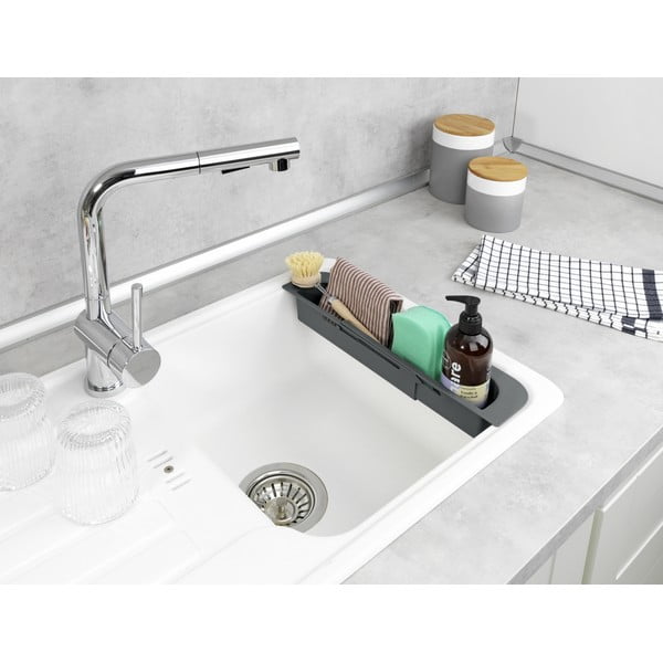 Сив пластмасов телескопичен отцедник за мивка 49,5x8,5 cm Fino – Wenko-image-1