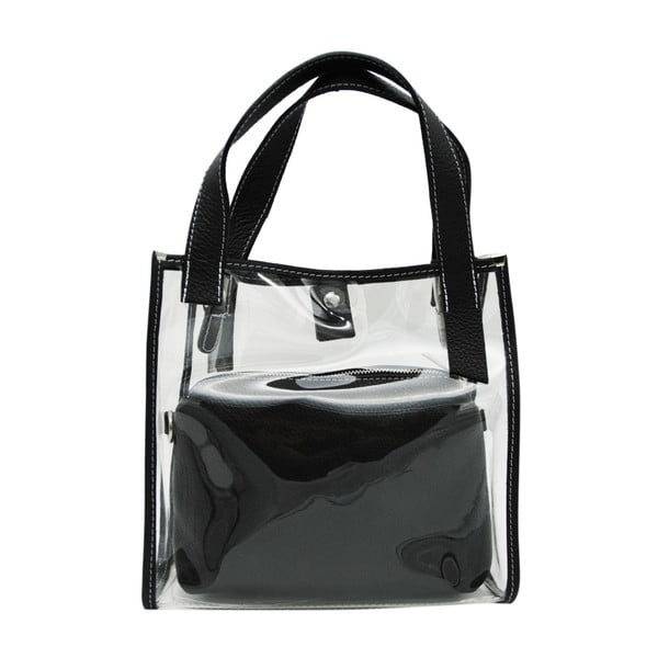 Черна чанта от естествена кожа Transpa Largo - Andrea Cardone