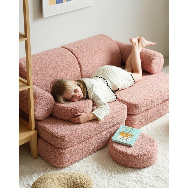 Розов детски диван от букле 132 cm Settee – Wigiwama-image-2