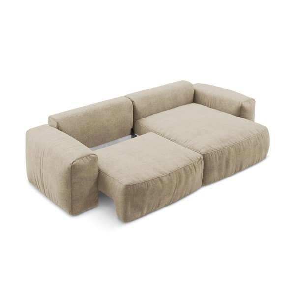 Светлокафяв шенилов сгъваем ъглов диван (десен ъгъл) Kuki – Makamii-image-4