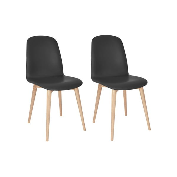 Комплект от 2 антрацитно черни трапезни стола с масивни дъбови крака WOOD AND VISION Classic - Wood and Vision