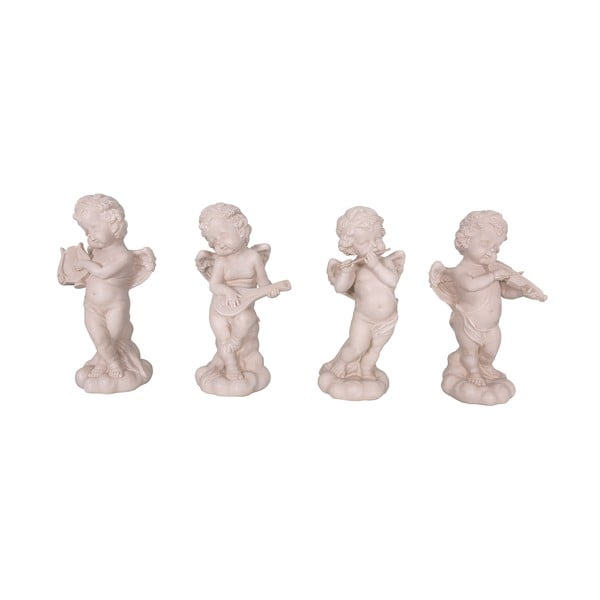 Комплект от 4 декоративни полирезинови статуетки във формата на ангел Музикантите, височина 22 см - Antic Line