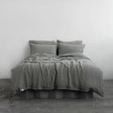 Ленено удължено спално бельо за двойно легло в цвят каки 200x220 cm - Linen Tales