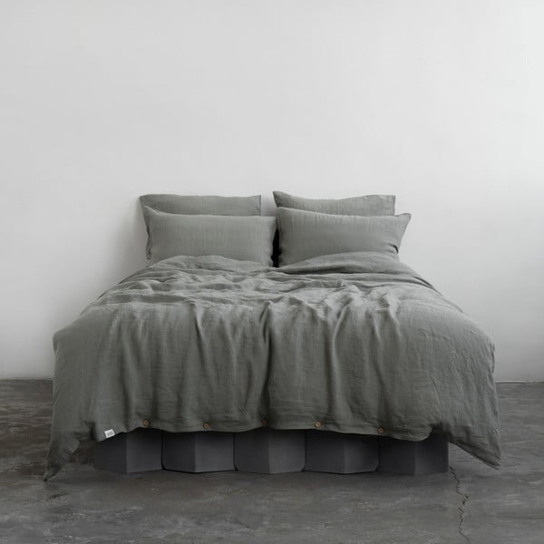 Ленено удължено спално бельо единично легло в цвят каки165x220 cm - Linen Tales