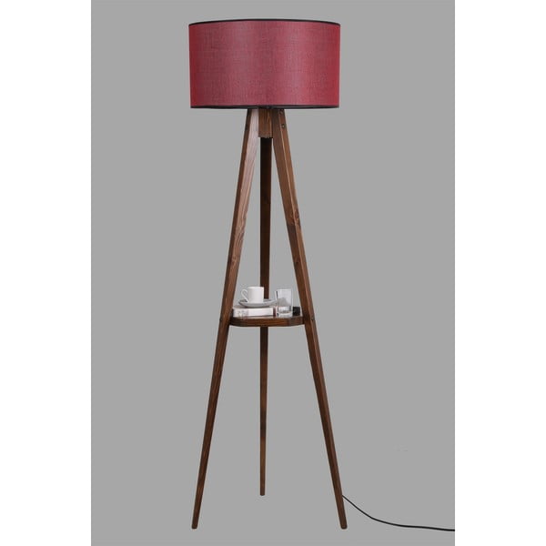 Червена и кафява подова лампа с текстилен абажур (височина 153 cm) Sehbalı Tripod – Opviq lights-image-2
