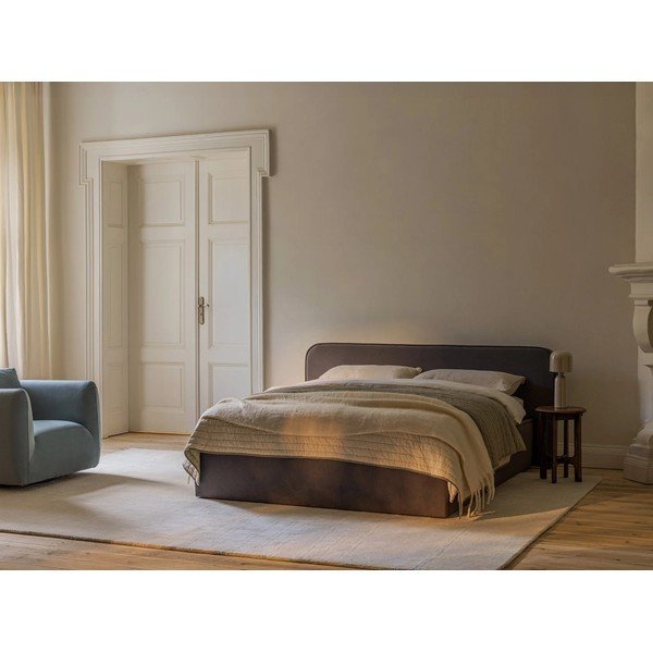 Черно двойно тапицирано легло с място за съхранение с включена подматрачна рамка 160x200 cm Elizabeth – Micadoni -image-1