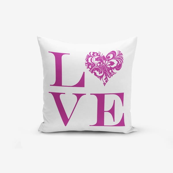 Калъфка за възглавница с памучна смес Love Purple, 45 x 45 cm - Minimalist Cushion Covers
