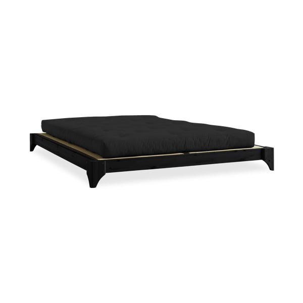 Dvoulůžková postel z borovicového dřeva s matrací a tatami Karup Design Elan Double Latex Black/Black, 160 x 200 cm