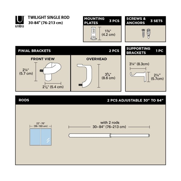 Стоманен разтегателен корниз 76 - 213 cm Twilight – Umbra-image-4