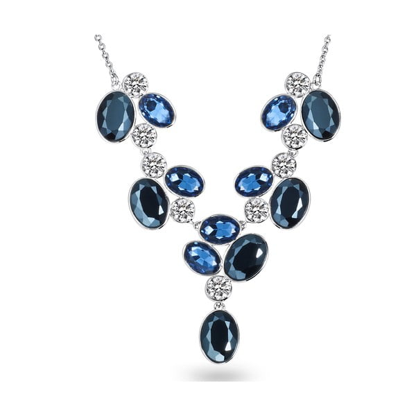Dámský náhrdelník stříbrné barvy s modrými krystaly Runway