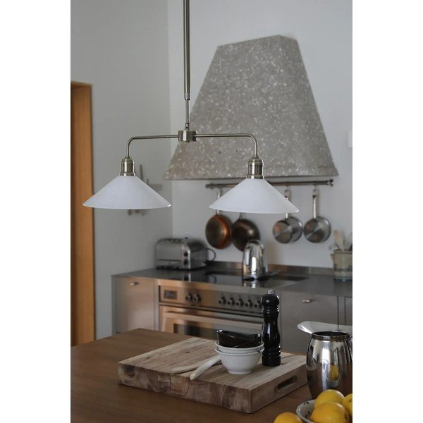 Бяло/в месингов цвят метално висящо осветително тяло със стъклен абажур Vela – Markslöjd-image-1