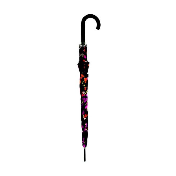 Černý holový deštník s barevnými detaily Flower, ⌀ 116 cm-image-1