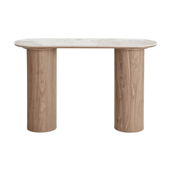 Бежова/в естествен цвят конзолна маса с плот от имитация на мрамор 40x120 cm Athens – House Nordic-image-2