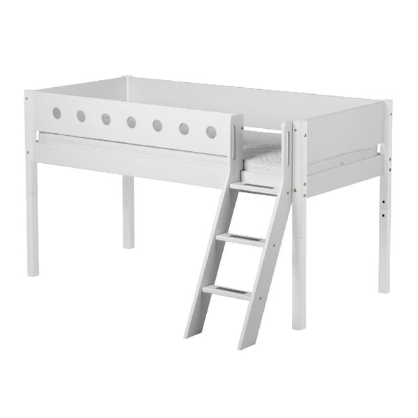 Бяло средно високо детско легло със стълба Бяло, 90 x 200 cm White Single - Flexa
