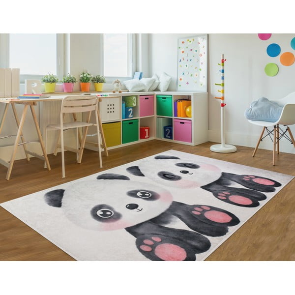 Черно-бял детски килим 100x160 cm Panda Friends – Vitaus-image-1