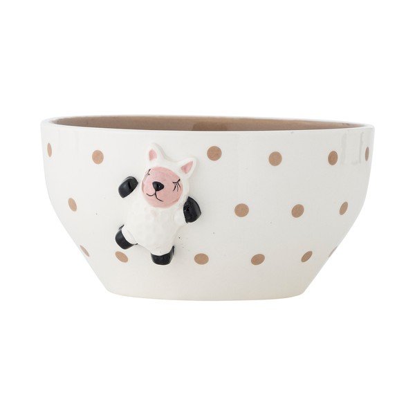 Бяла/кафява глинена детска купичка ø 14 cm Dolly – Bloomingville Mini