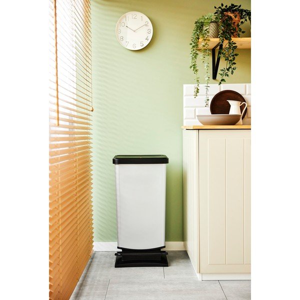 Пластмасово кошче за боклук с педал в сребрист цвят 40 l Paso – Rotho-image-1