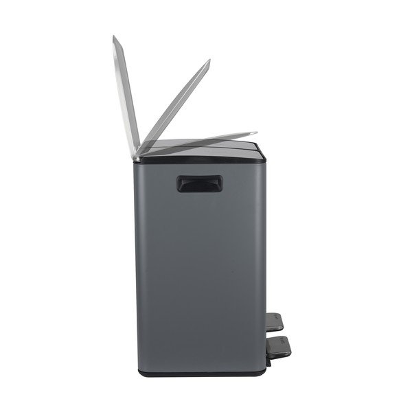 Тъмносиво стоманено кошче за боклук 2x20 l за рециклиране с педал   Aliya – Spirella-image-3