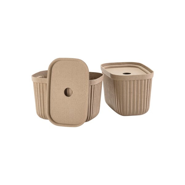 Светлокафяви кутии за съхранение в комплект 2 бр. с капаци 23x16x20,5 cm Pulp – Zone-image-2