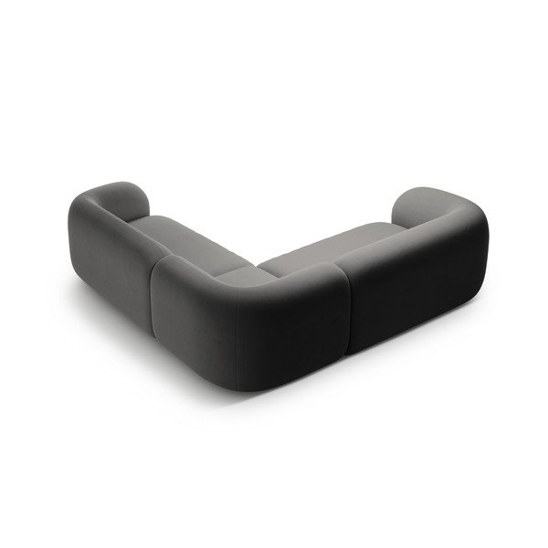 Тъмносив кадифен ъглов диван Kate – Micadoni -image-2