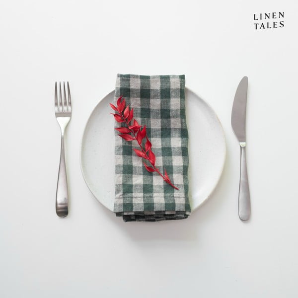 Ленени салфетки в комплект 2 бр. 40x40 cm Forest Green Gingham – Linen Tales