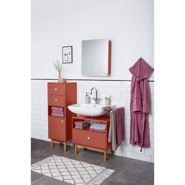 Червен стенен шкаф за баня с огледало Color Bath - Tom Tailor-image-1