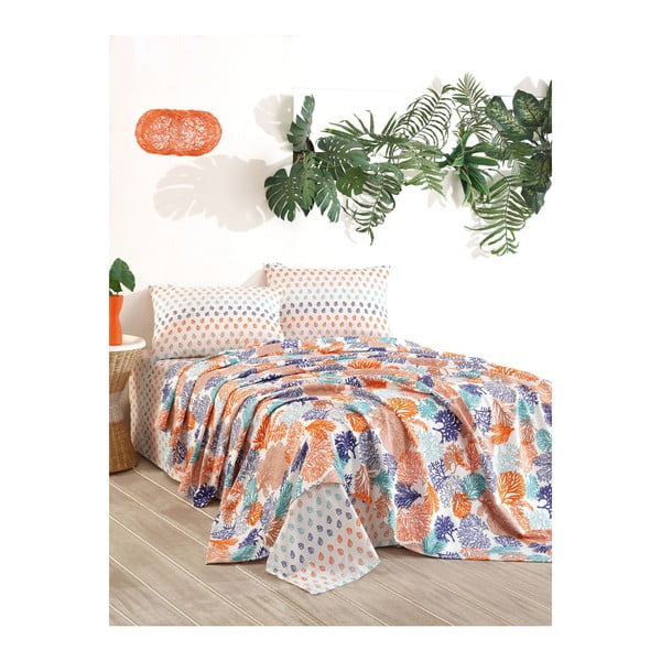 Комплект памучен чаршаф и калъфка за възглавница за двойно легло Dreamin, 160 x 240 cm - Unknown